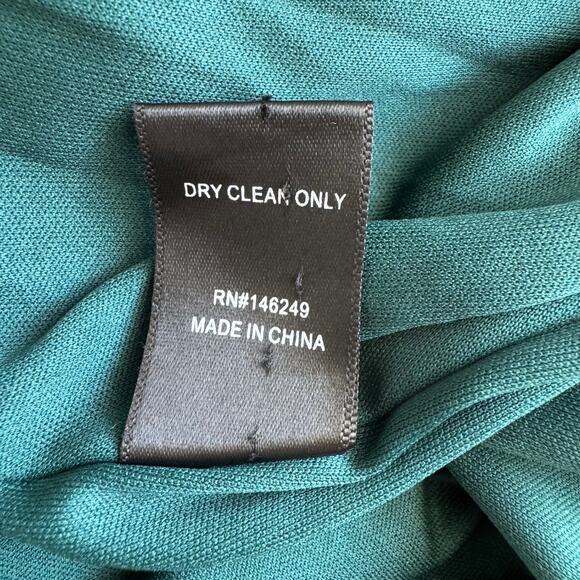 Boutique Forest Green Satin Long Ruffle Sleeve Tiered V- Neck Mini Dress - Picture 8 of 8